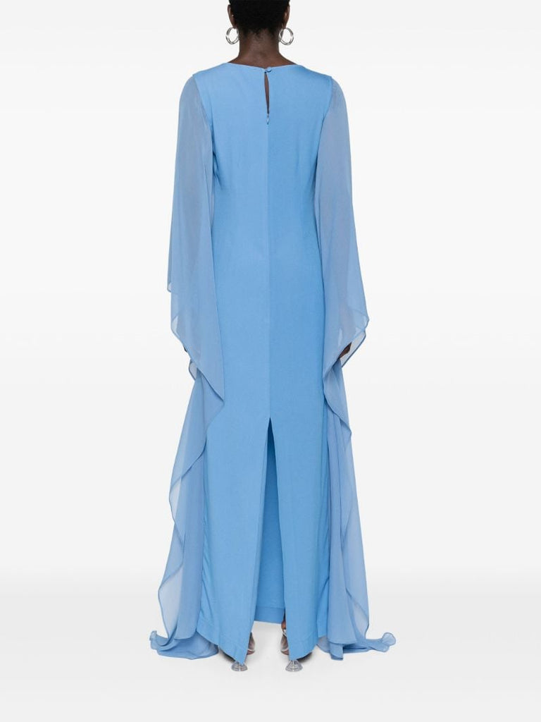 Blue Draped-sleeve Gown