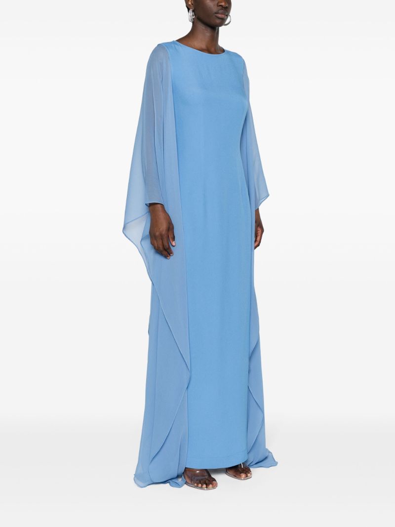 Blue Draped-sleeve Gown