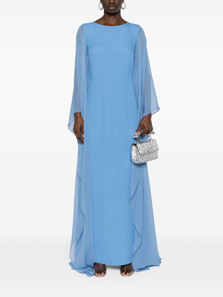 Blue Draped-sleeve Gown