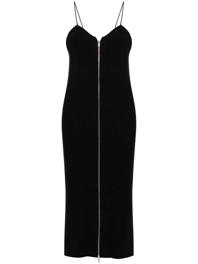 Black Ribbed-knit Cotton Dress