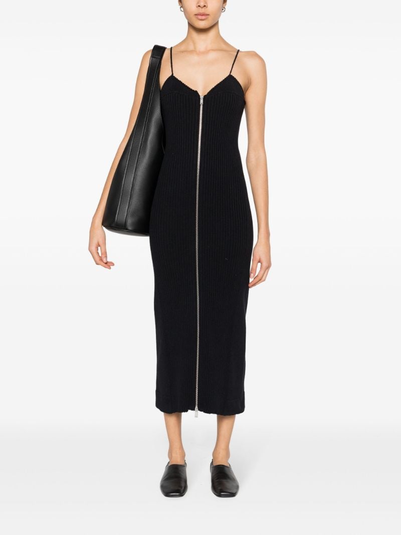 Black Ribbed-knit Cotton Dress