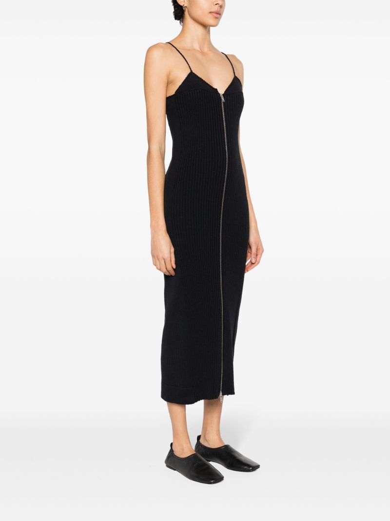 Black Ribbed-knit Cotton Dress