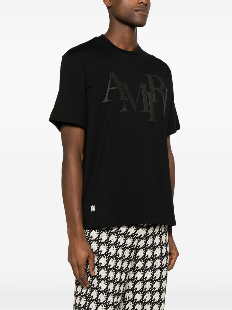 Black Staggered Logo Cotton T-shirt