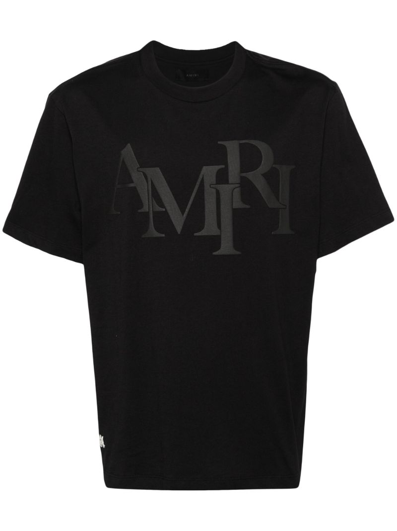 Black Staggered Logo Cotton T-shirt