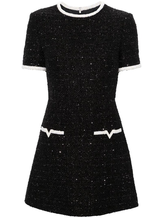 Black Glaze Tweed Mini Dress