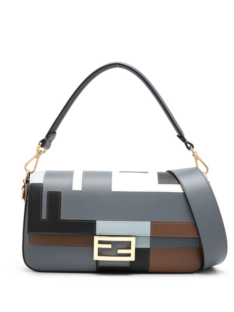 Grey Baguette Leather Shoulder Bag