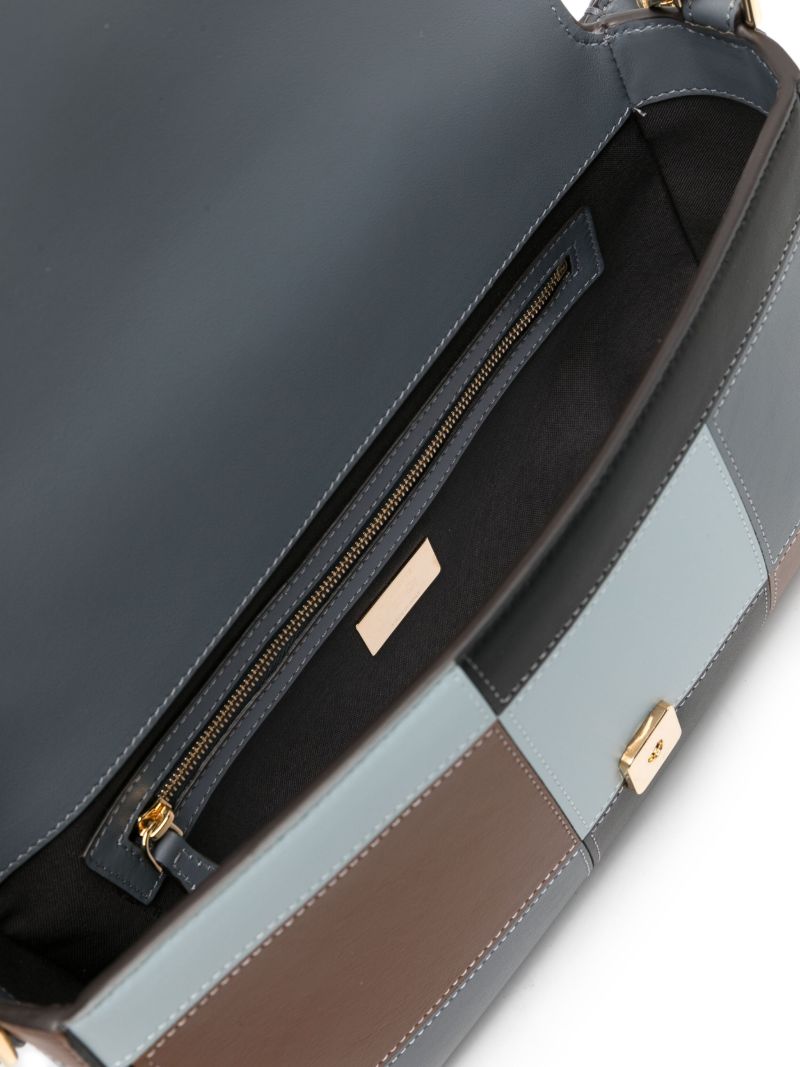Grey Baguette Leather Shoulder Bag