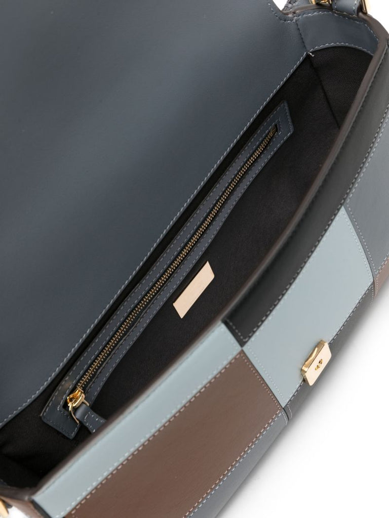 Grey Baguette Leather Shoulder Bag