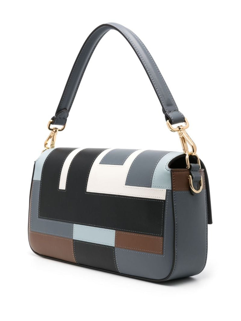 Grey Baguette Leather Shoulder Bag