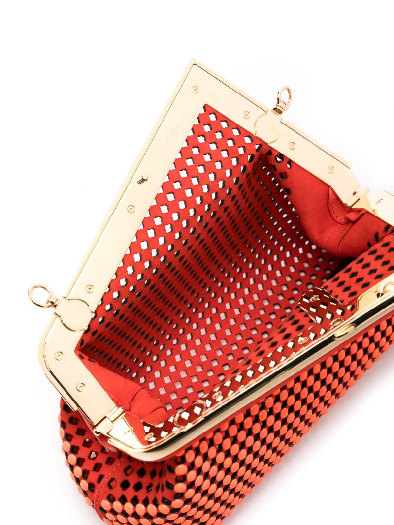 Orange Fendi First Small Leather Clutch Bag