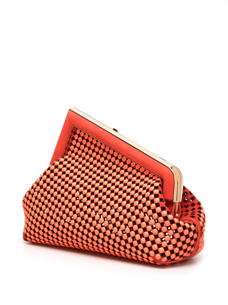 Orange Fendi First Small Leather Clutch Bag