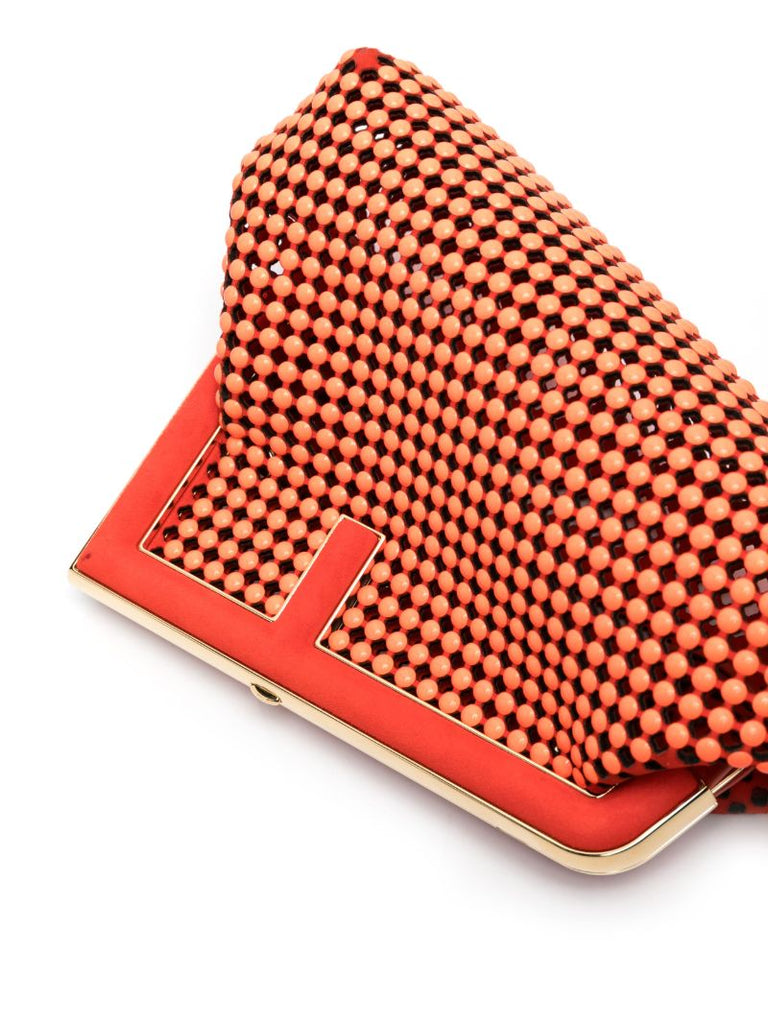 Orange Fendi First Small Leather Clutch Bag