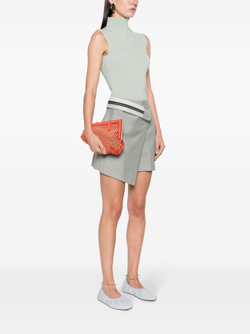 Orange Fendi First Small Leather Clutch Bag