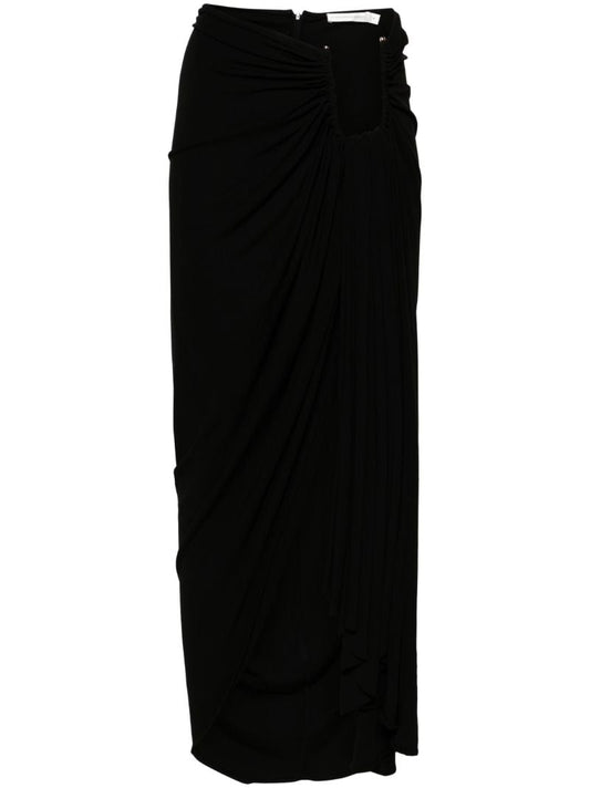 Black Odessa Arced Draped Skirt