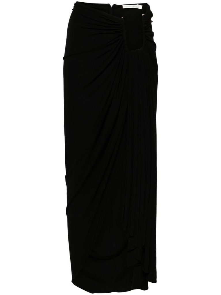 Black Odessa Arced Draped Skirt