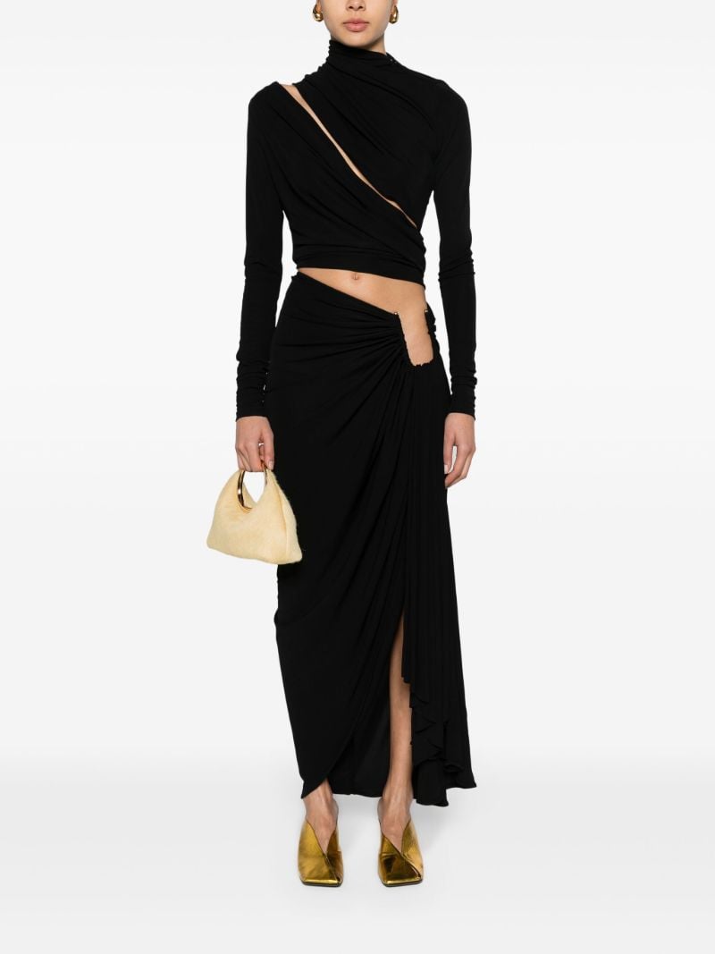 Black Odessa Arced Draped Skirt