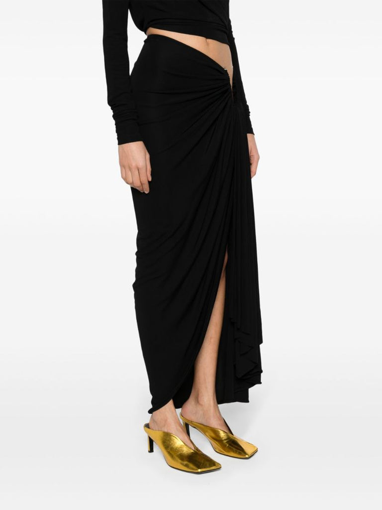 Black Odessa Arced Draped Skirt