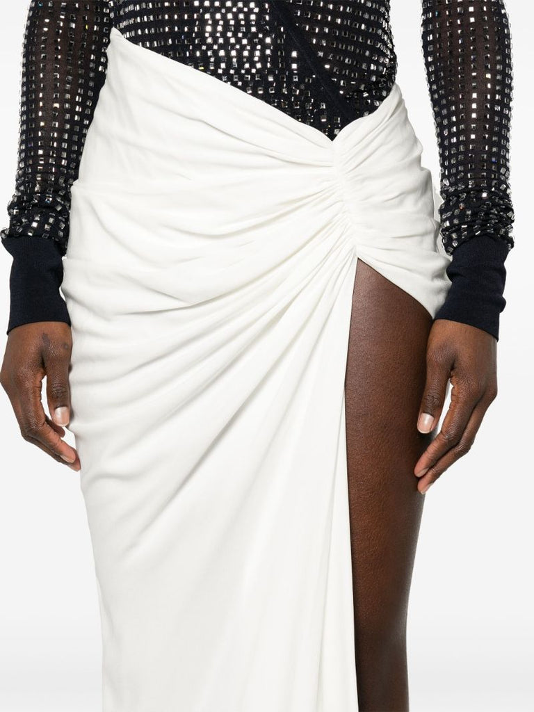 White Euripides Ruched Midi Skirt