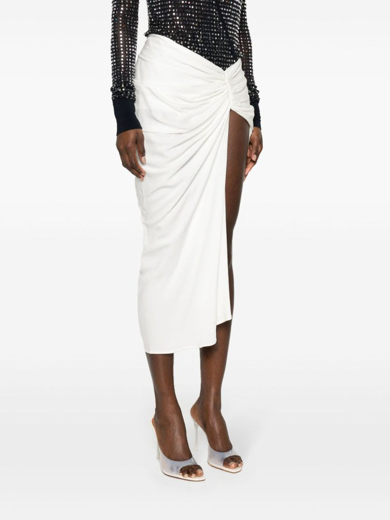 White Euripides Ruched Midi Skirt