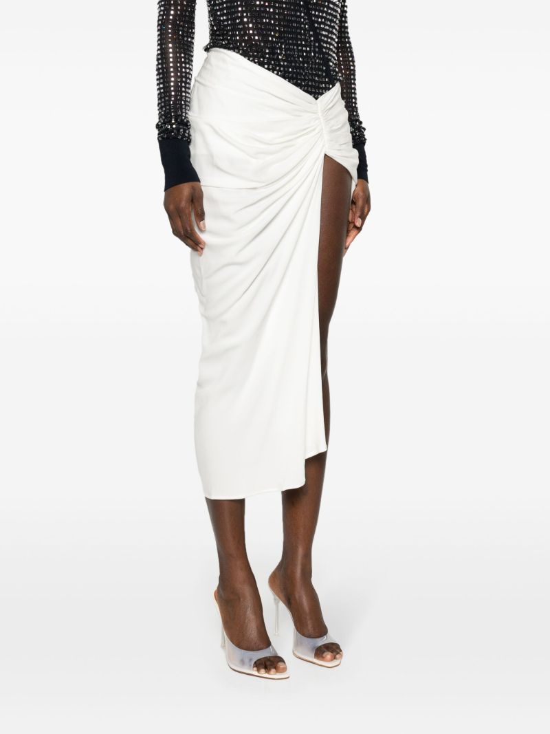 White Euripides Ruched Midi Skirt