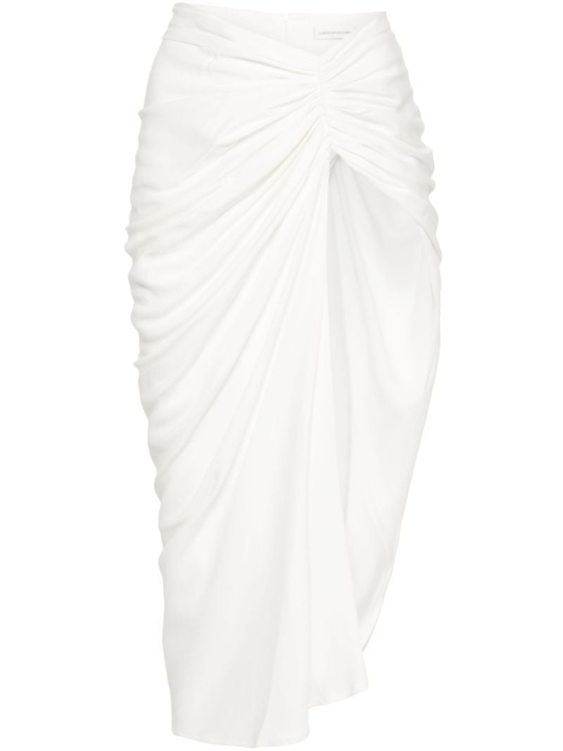 White Euripides Ruched Midi Skirt