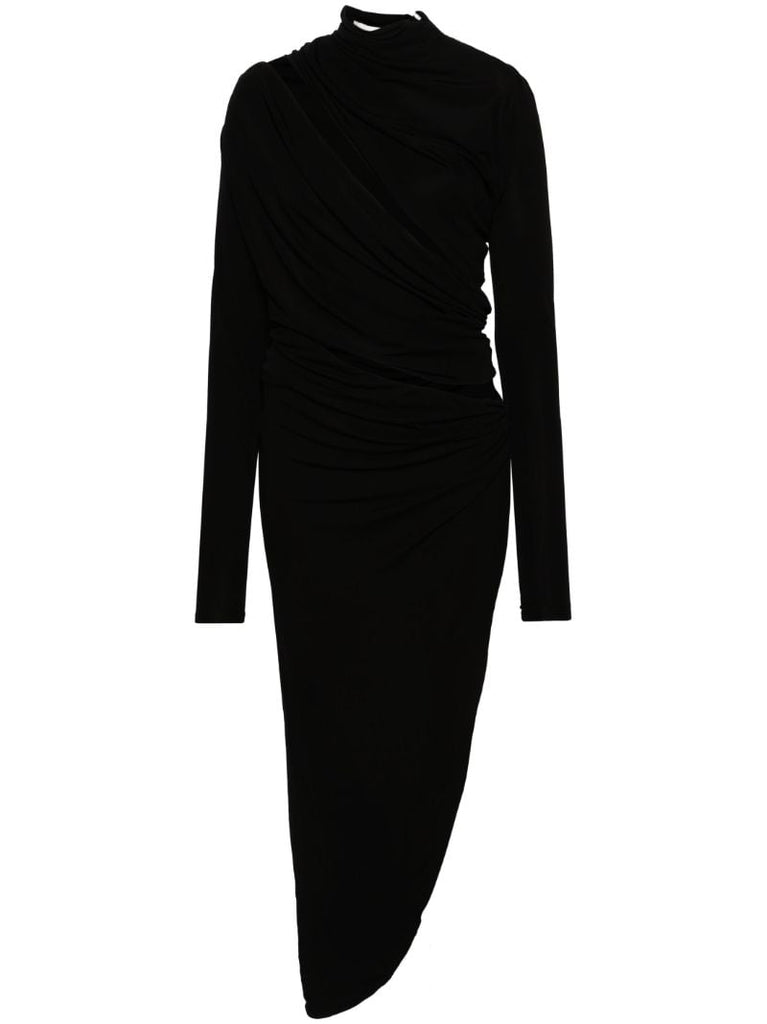 Black Draped Cut-out Dress