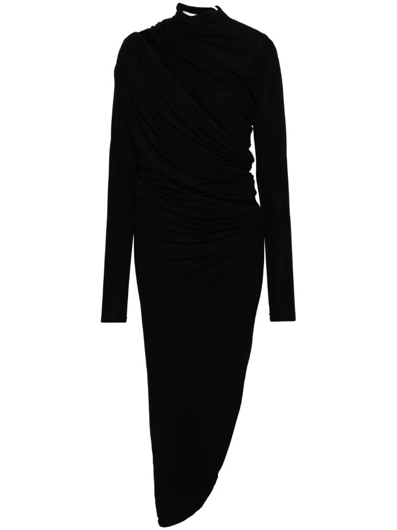 Black Draped Cut-out Dress