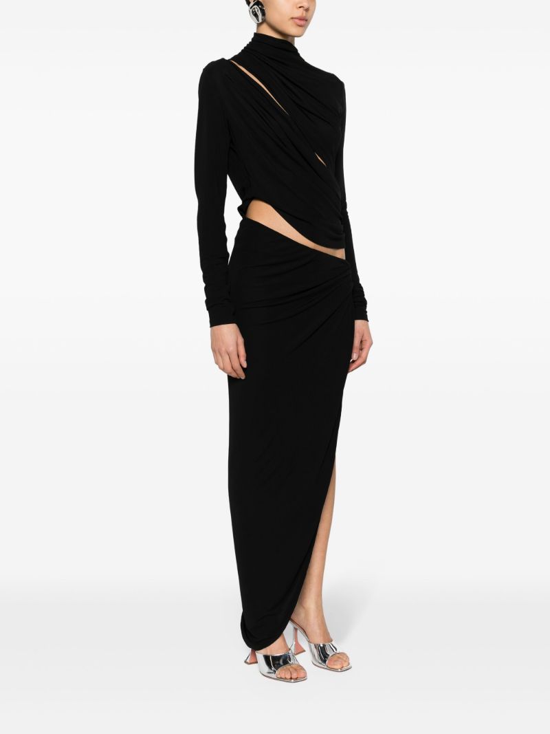 Black Draped Cut-out Dress