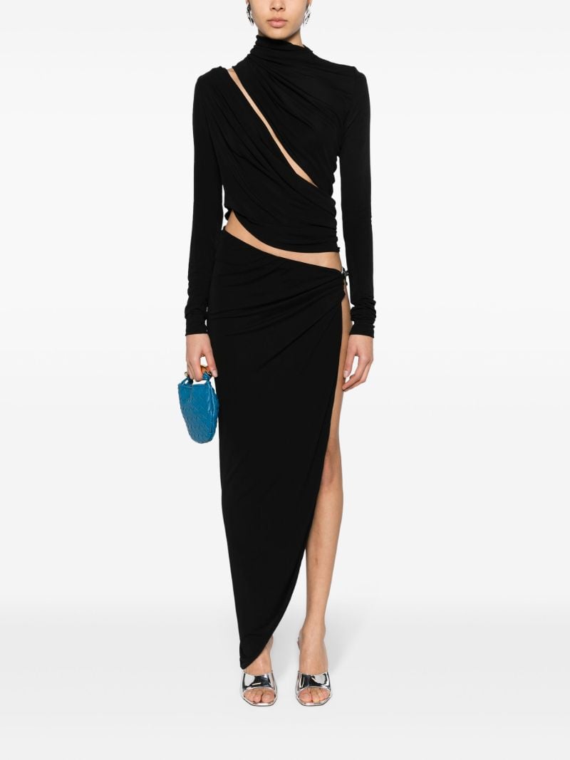 Black Draped Cut-out Dress