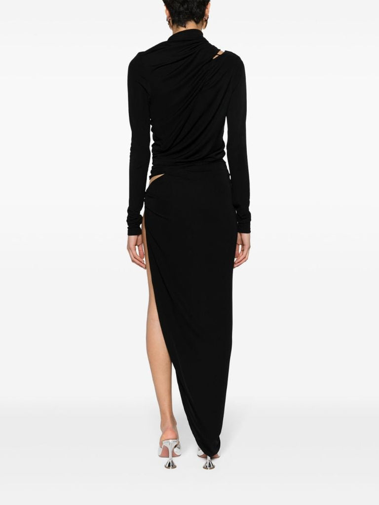 Black Draped Cut-out Dress