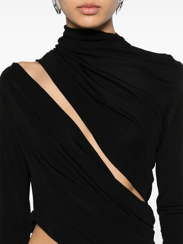 Black Draped Cut-out Dress