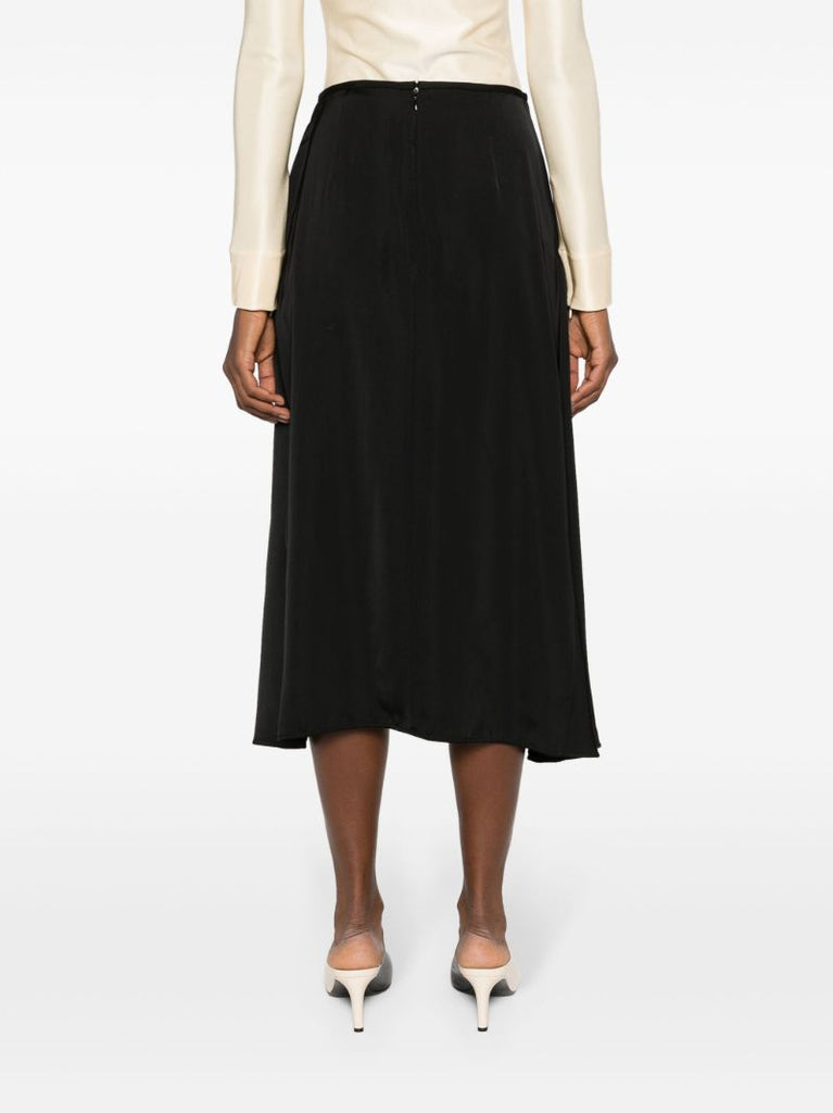 Black Asymmetric Satin Skirt
