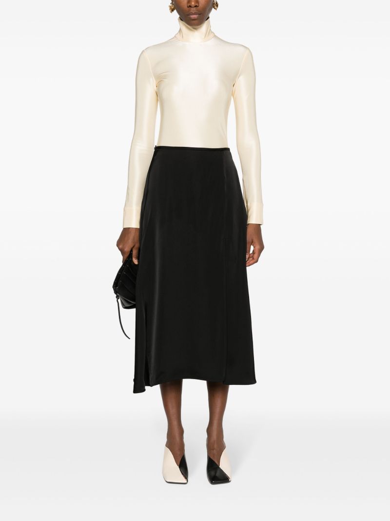 Black Asymmetric Satin Skirt