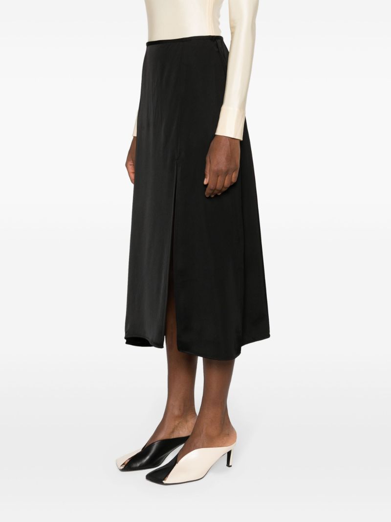 Black Asymmetric Satin Skirt