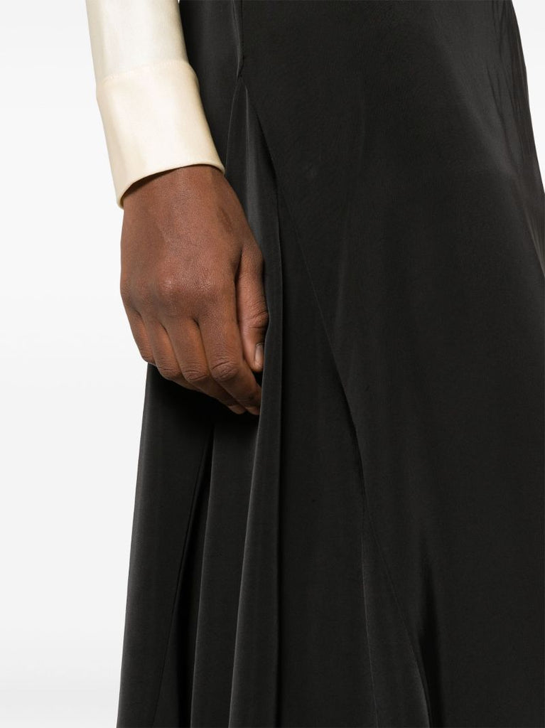 Black Asymmetric Satin Skirt