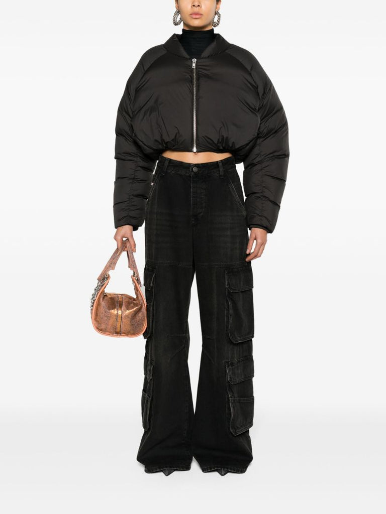 Black D-sire Wide-leg Cargo Jeans