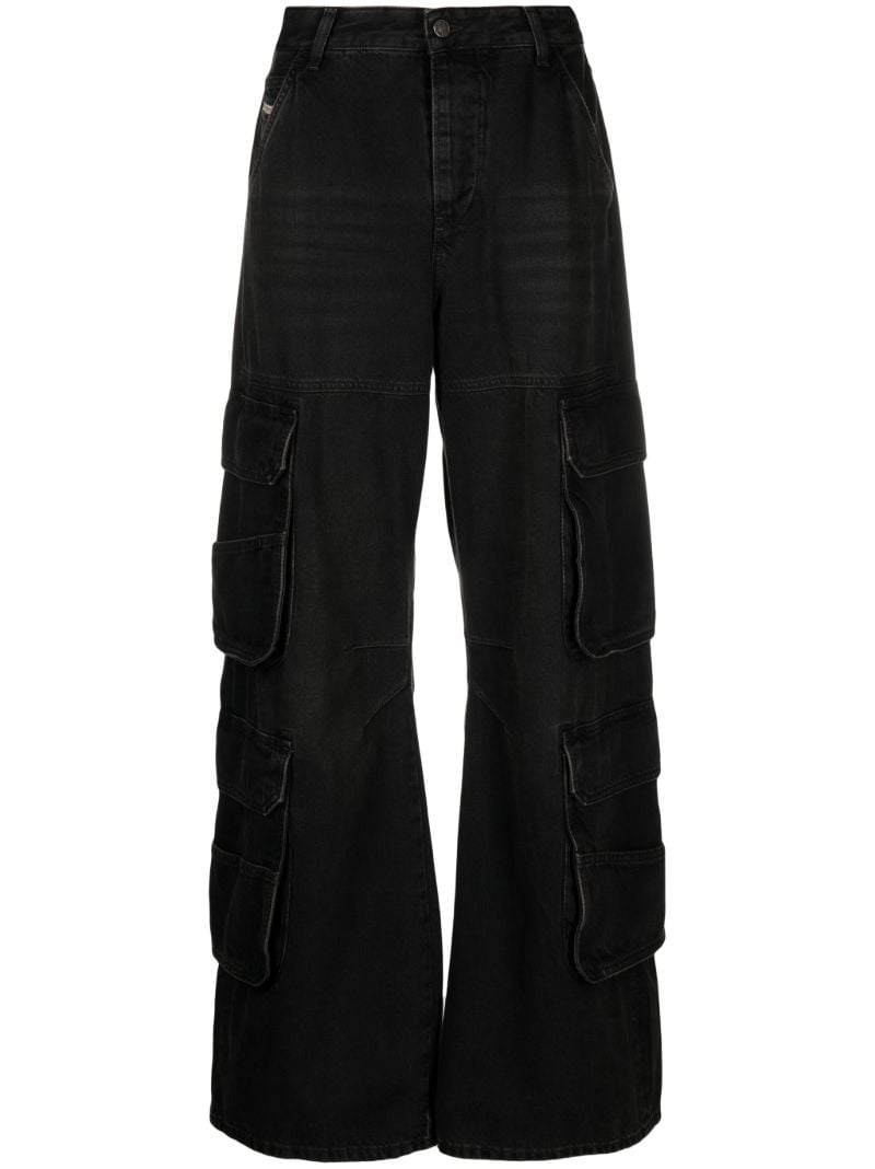 Black D-sire Wide-leg Cargo Jeans