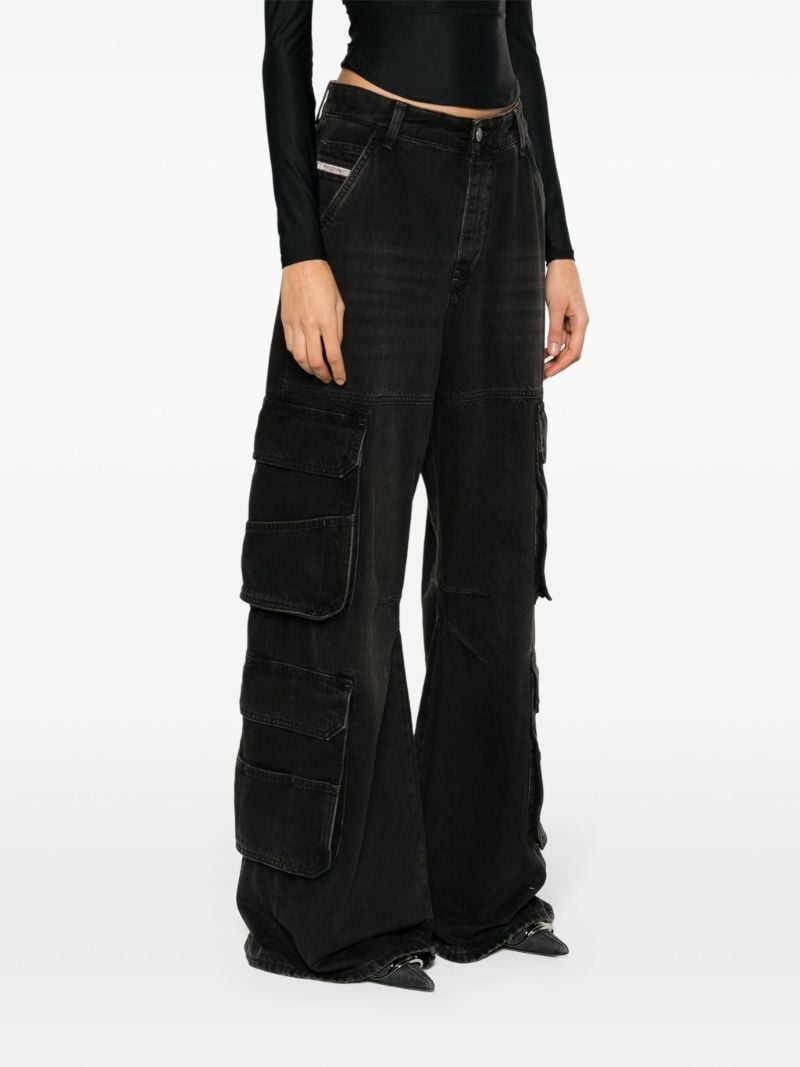 Black D-sire Wide-leg Cargo Jeans