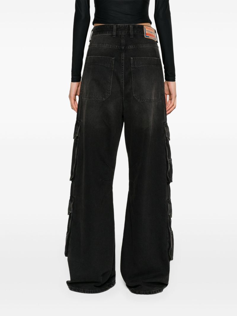 Black D-sire Wide-leg Cargo Jeans