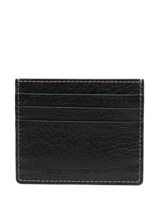 Black Logo Leather Card Holder