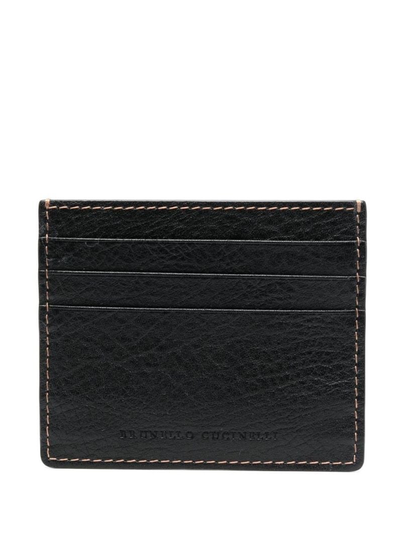 Black Logo Leather Card Holder