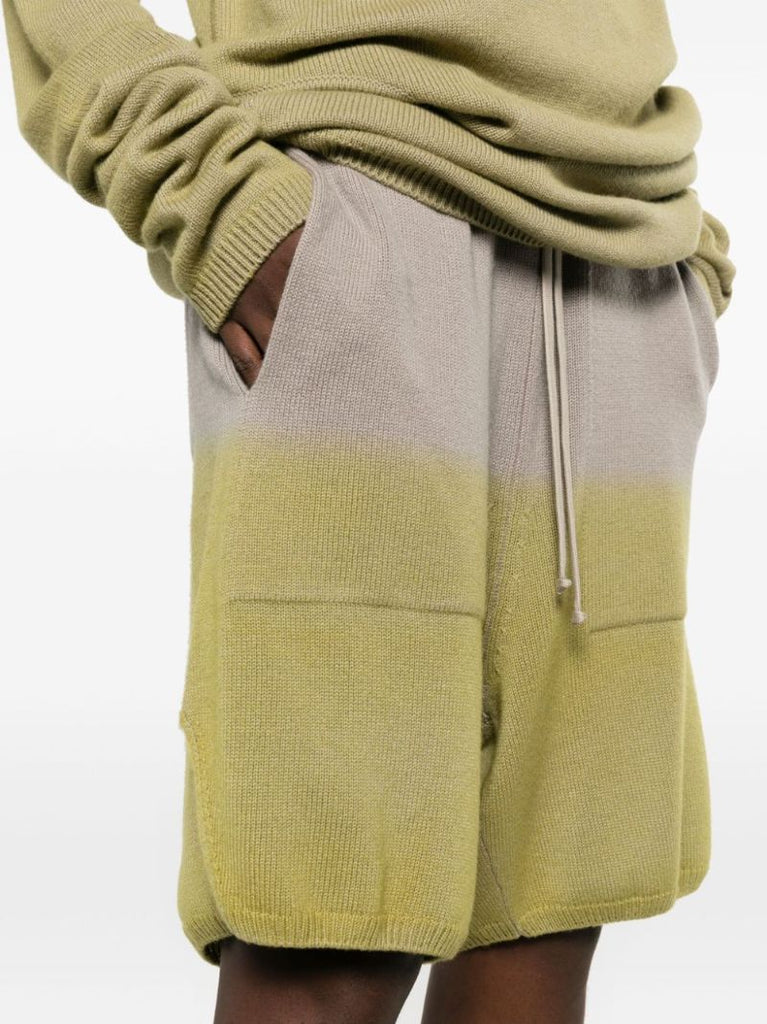 Green OmbrÃ_x0083_Â©-effect Knitted Shorts