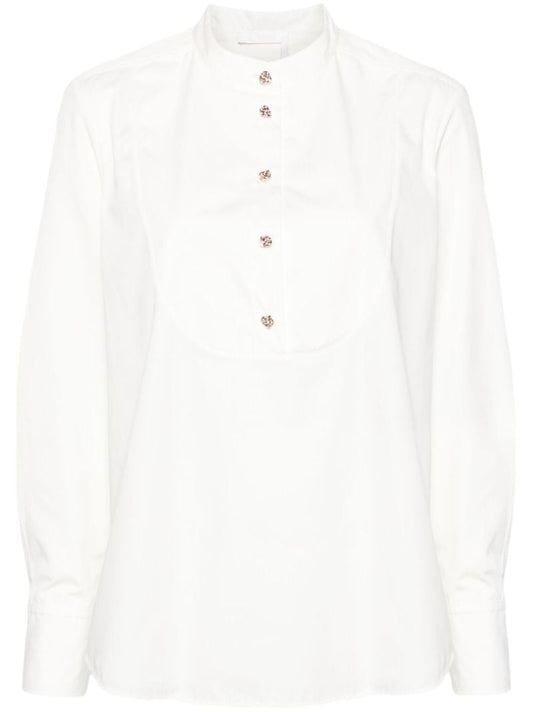 White Knotted-buttons Poplin Shirt