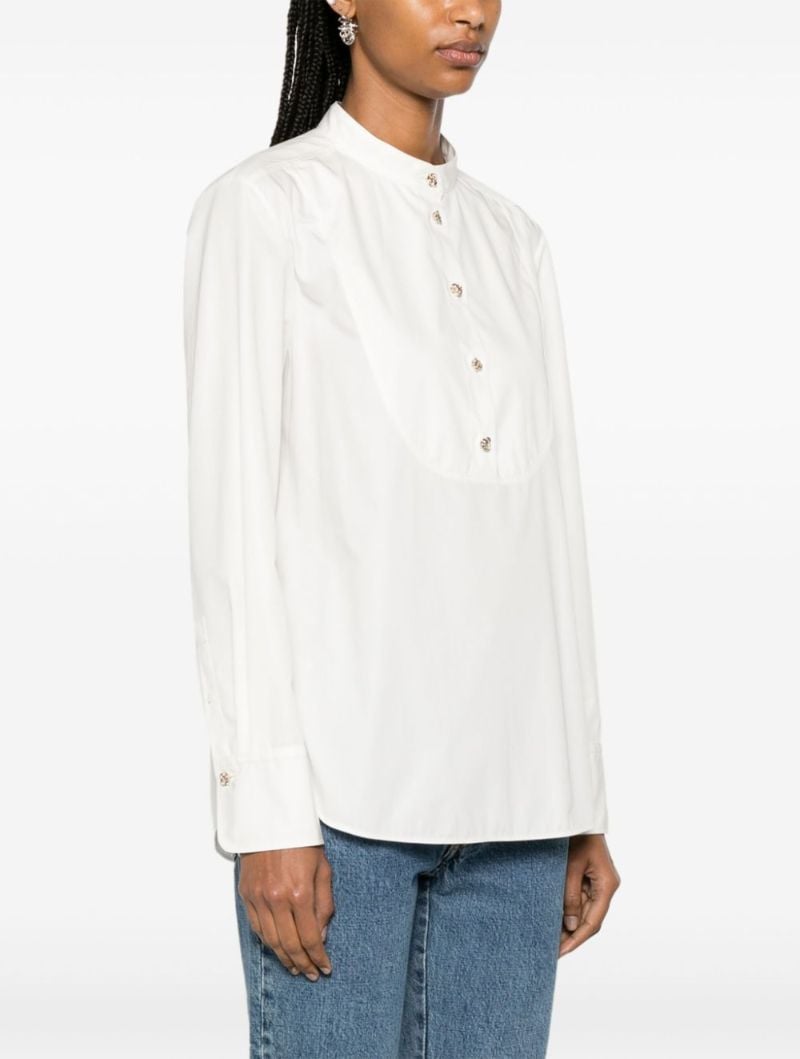 White Knotted-buttons Poplin Shirt