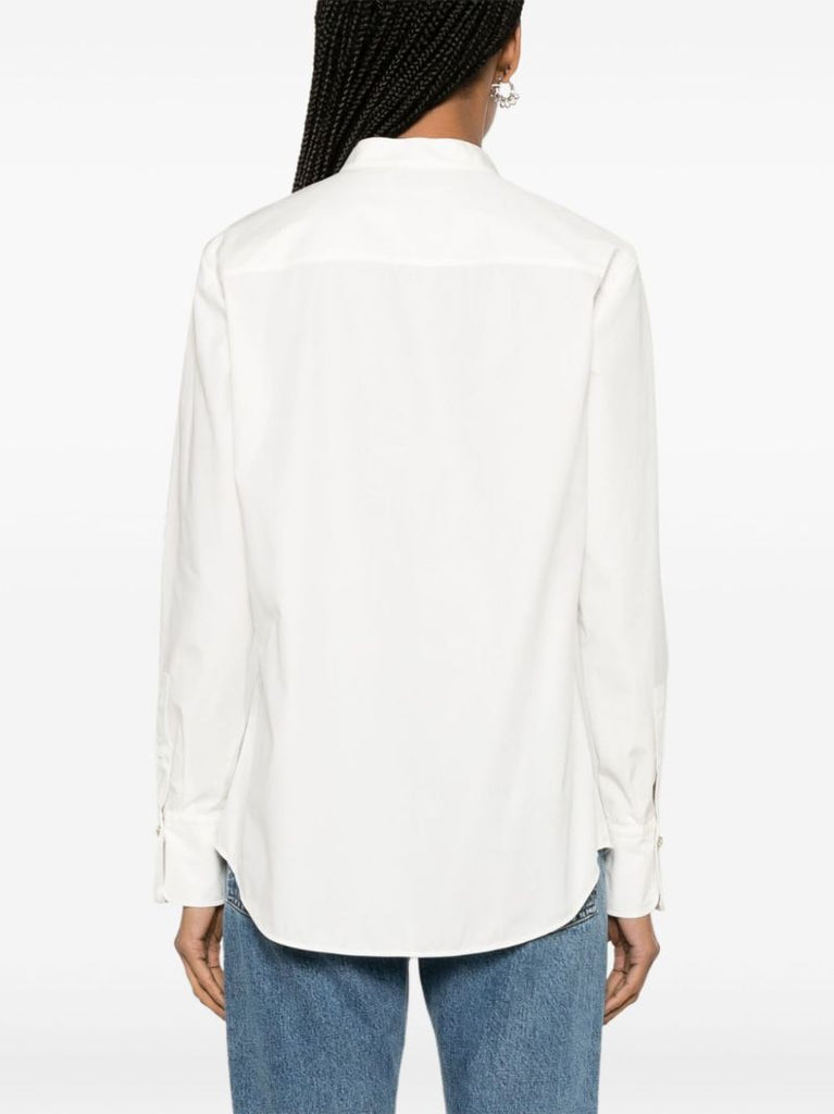 White Knotted-buttons Poplin Shirt