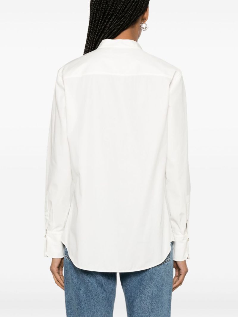 White Knotted-buttons Poplin Shirt