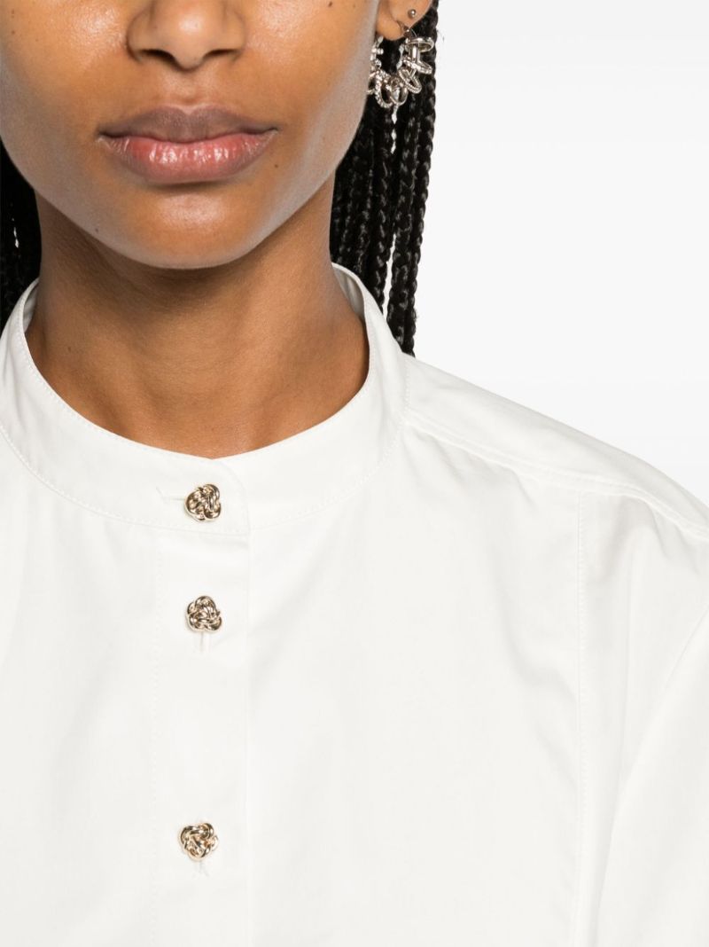 White Knotted-buttons Poplin Shirt