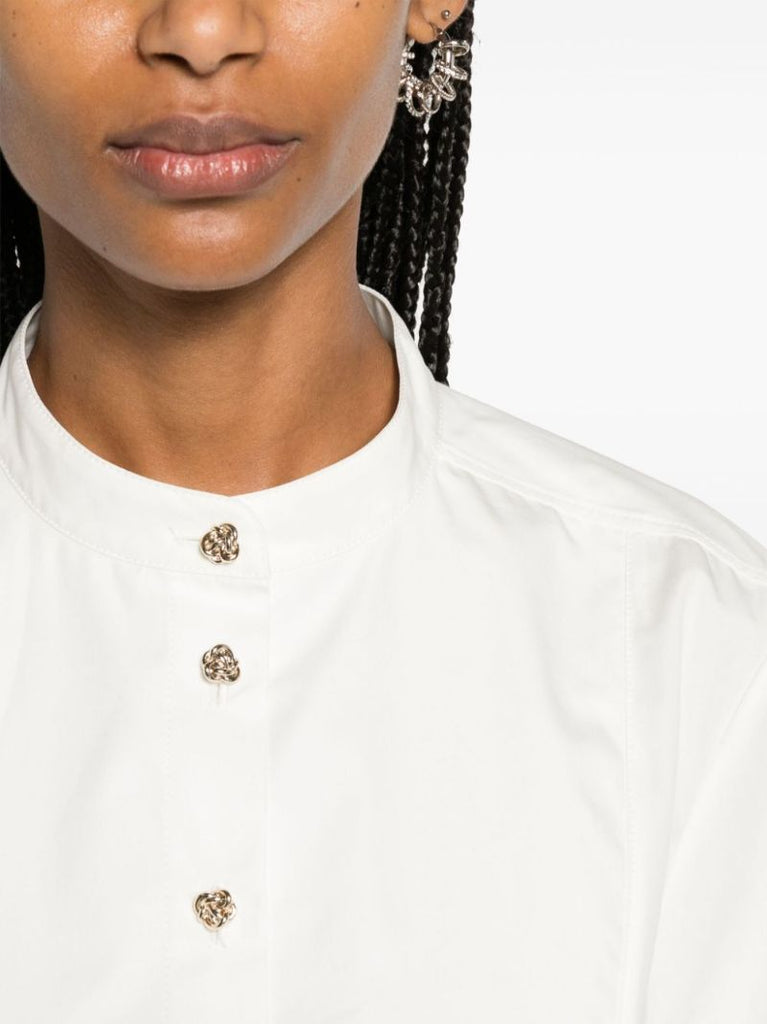 White Knotted-buttons Poplin Shirt