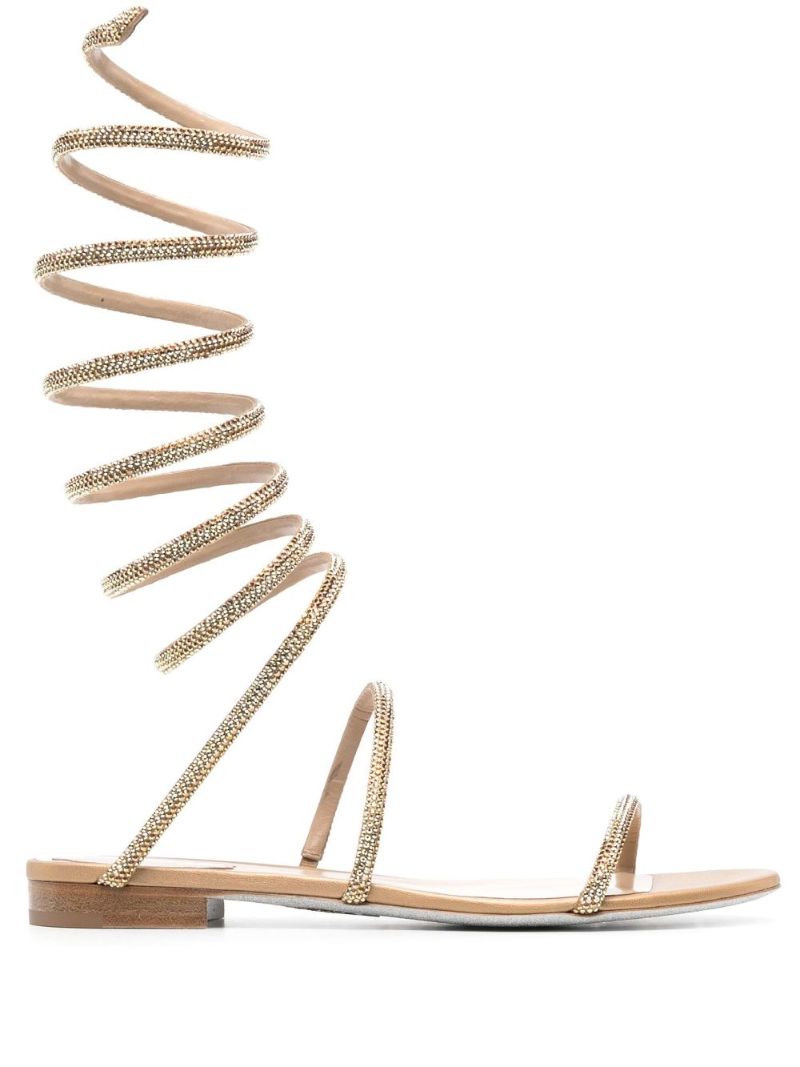 Gold Rene Crystal-embellished Flat Sandals
