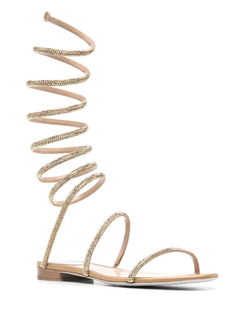Gold Rene Crystal-embellished Flat Sandals